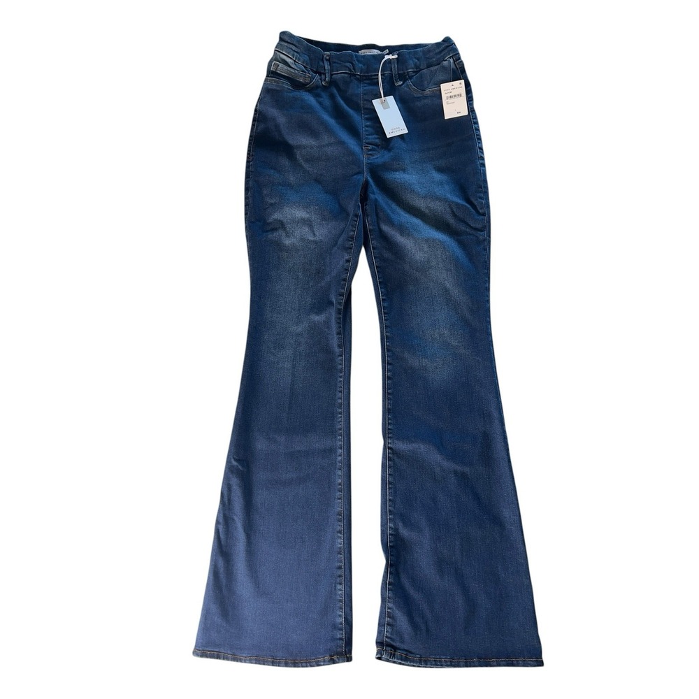 Good American Pull On Flare Jeans Women's Size Large 32" Inseam Power Stretch